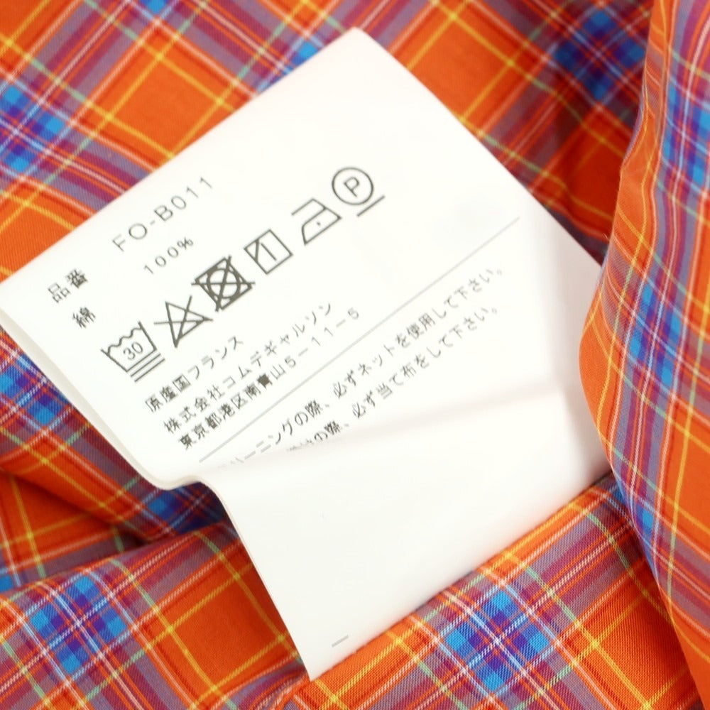 【中古】コムデギャルソンシャツ COMME des GARCONS SHIRT 2025年春夏 コットン チェック アシンメトリー レギュラーカラー カジュアルシャツ オレンジxブルー【 XL 】【 状態ランクA 】【 メンズ 】