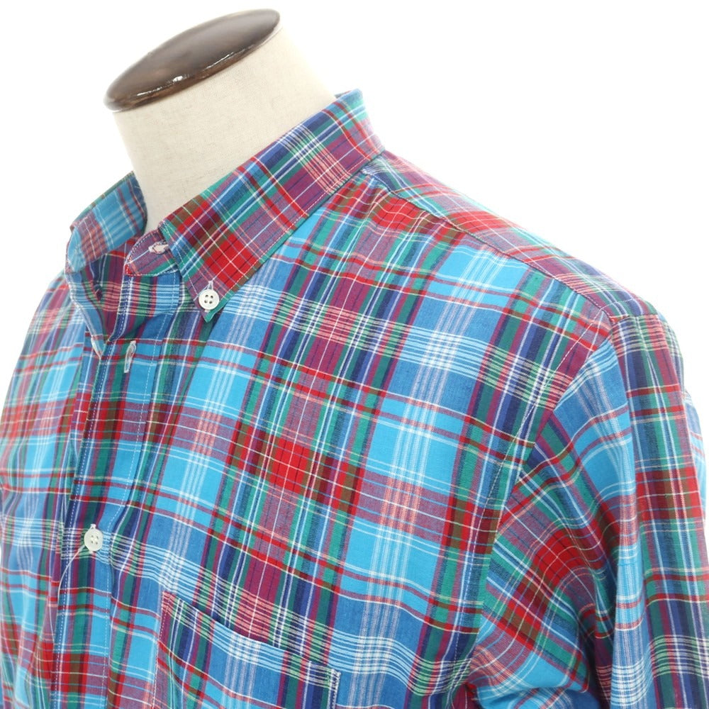 【中古】コムデギャルソンシャツ COMME des GARCONS SHIRT 2025年春夏 コットン チェック ボタンダウン カジュアルシャツ ライトブルーxレッド【 L 】【 状態ランクA 】【 メンズ 】
