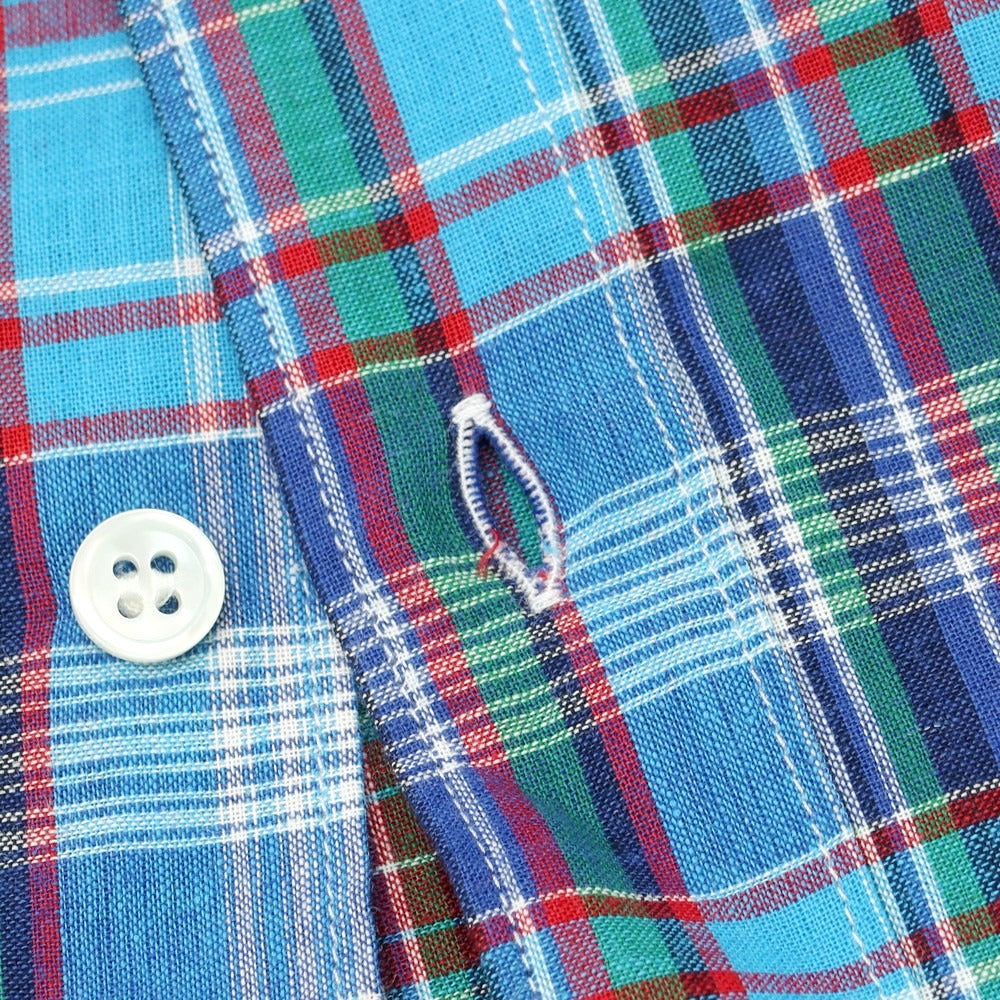 【中古】コムデギャルソンシャツ COMME des GARCONS SHIRT 2025年春夏 コットン チェック ボタンダウン カジュアルシャツ ライトブルーxレッド【 L 】【 状態ランクA 】【 メンズ 】