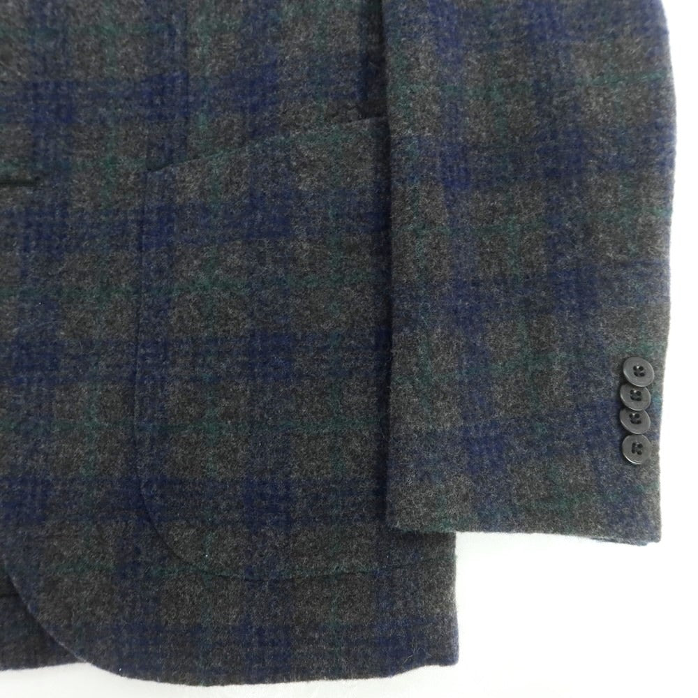 【中古】モンテドーロ Montedoro ウールモヘヤ チェック テーラードジャケット グレーxネイビー【 44 】【 状態ランクB 】【 メンズ 】