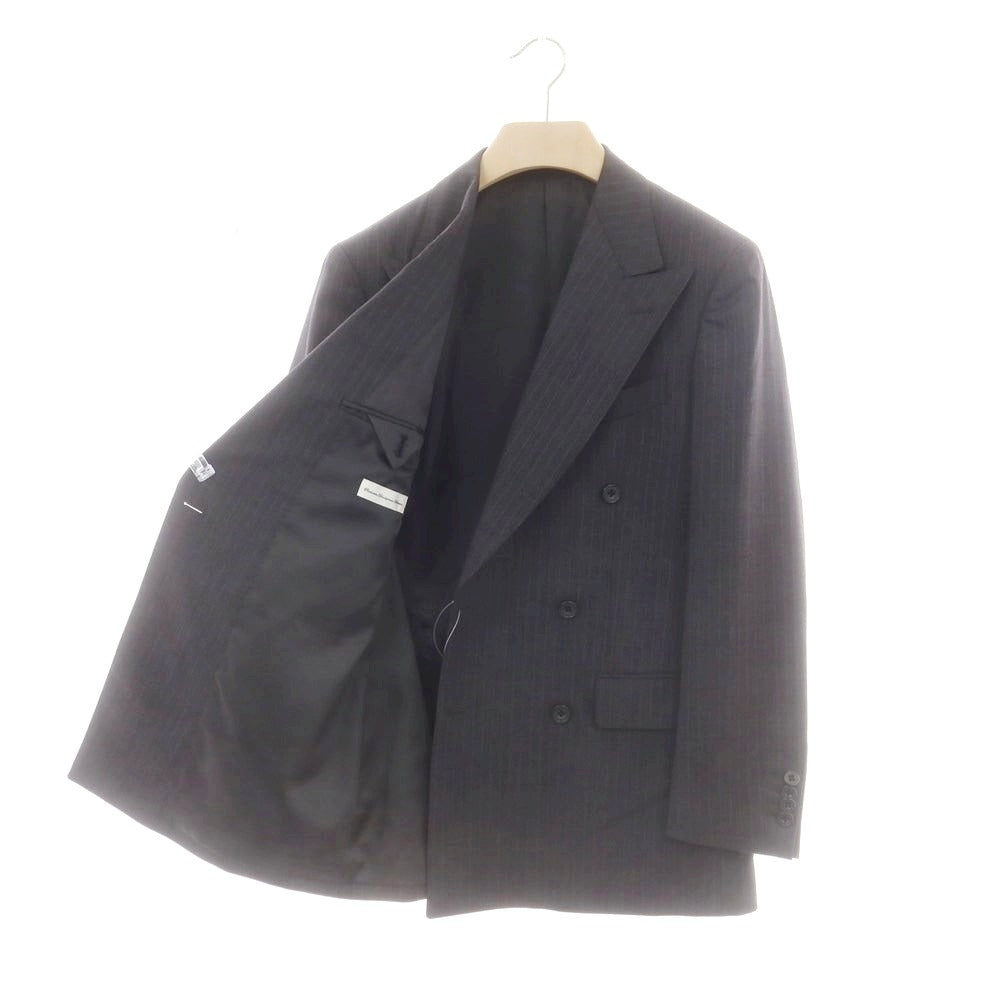 【中古】オンワード ONWARD Production Development Division ウール ストライプ ダブルスーツ グレー【 上D646/下A80 】【 状態ランクA 】【 メンズ 】