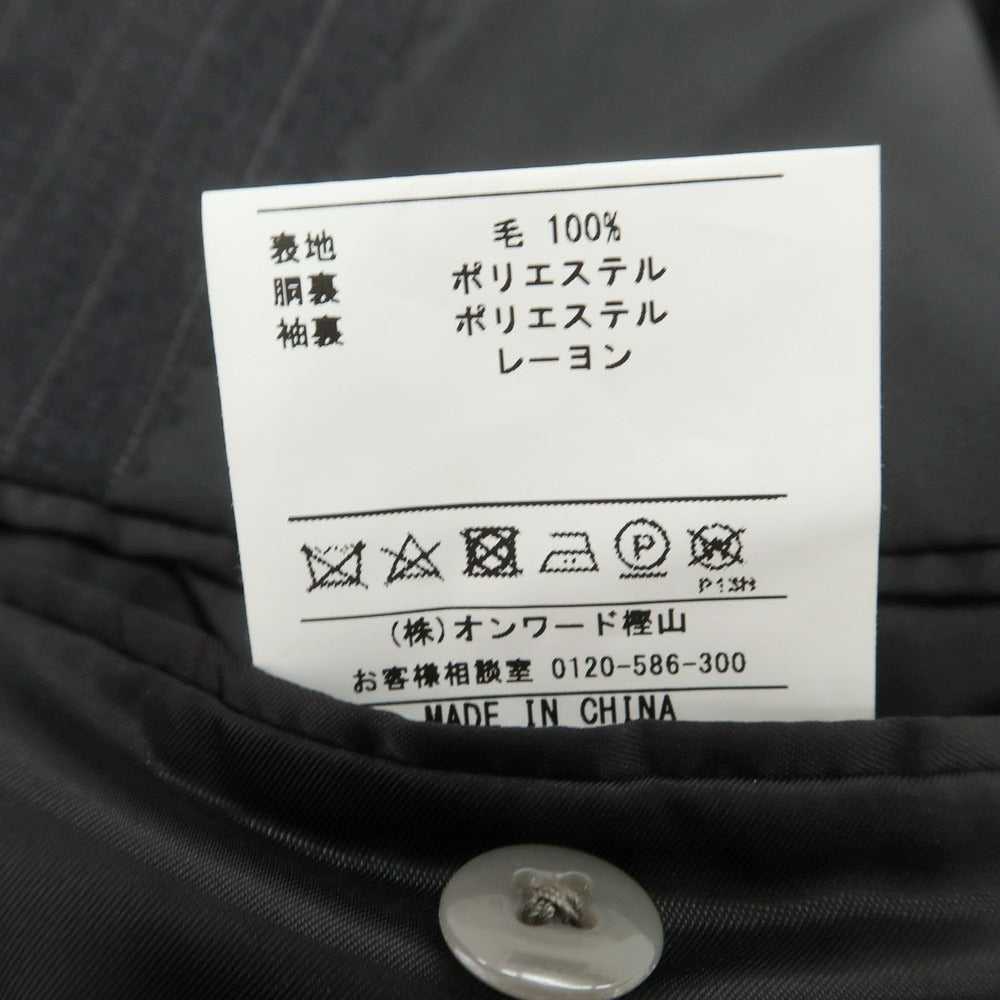 【中古】オンワード ONWARD Production Development Division ウール ストライプ ダブルスーツ グレー【 上D646/下A80 】【 状態ランクA 】【 メンズ 】