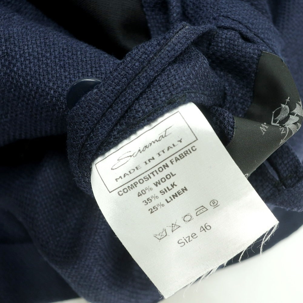 【中古】シャマット Sciamat ウールシルクリネン テーラードジャケット ライトネイビー【 46 】【 状態ランクB 】【 メンズ 】