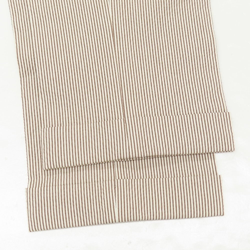 【中古】ベルウィッチ BERWICH ストレッチ コットンナイロン シアサッカー ストライプ カジュアルスラックスパンツ ブラウンxホワイト【 46 】【 状態ランクA 】【 メンズ 】