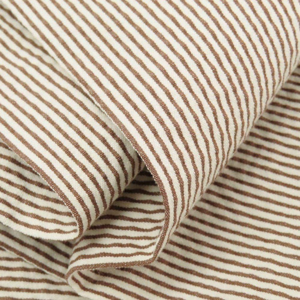 【中古】ベルウィッチ BERWICH ストレッチ コットンナイロン シアサッカー ストライプ カジュアルスラックスパンツ ブラウンxホワイト【 46 】【 状態ランクA 】【 メンズ 】