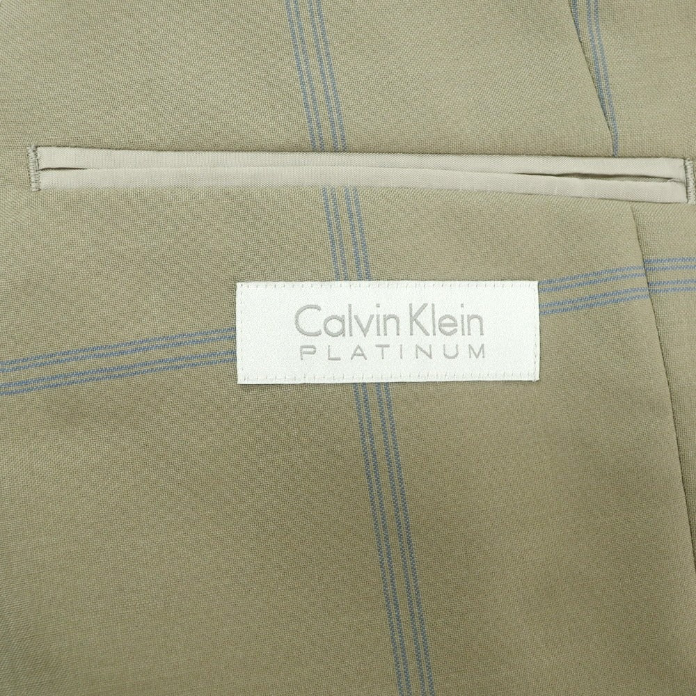 【中古】【未使用】カルバンクライン Calvin Klein ウールモヘヤ チェック テーラードジャケット カーキ系xブルー【 40 】【 状態ランクS 】【 メンズ 】