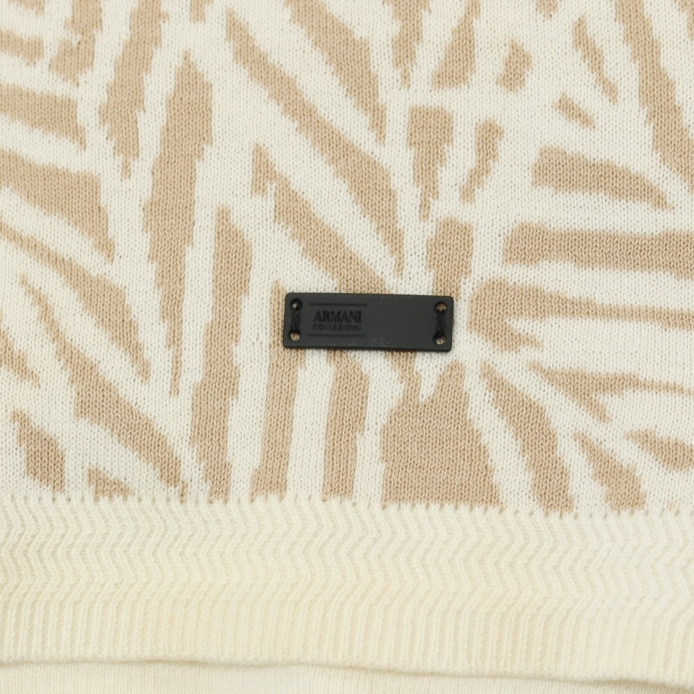 【中古】アルマーニ コレッツォーニ ARMANI COLLEZIONI コットンシルク クルーネック プルオーバーニット アイボリーxベージュ【 EU48 】【 状態ランクB 】【 メンズ 】