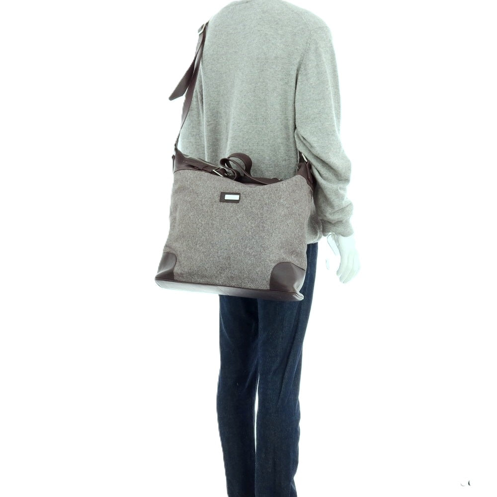 【中古】アルマーニ コレッツォーニ ARMANI COLLEZIONI ポリエステル×レザー 2WAY ショルダーバッグ グレーxパープル【 状態ランクB 】【 メンズ 】