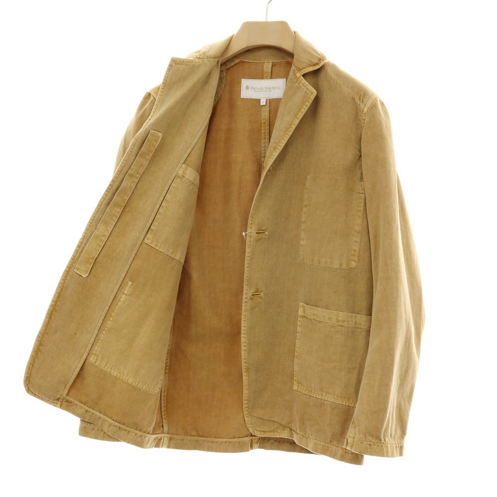 【中古】プライベートホワイト Private White V.C. コットン 3つボタンスーツ ベージュ【サイズ上S/下30】【 状態ランクB 】【 メンズ 】