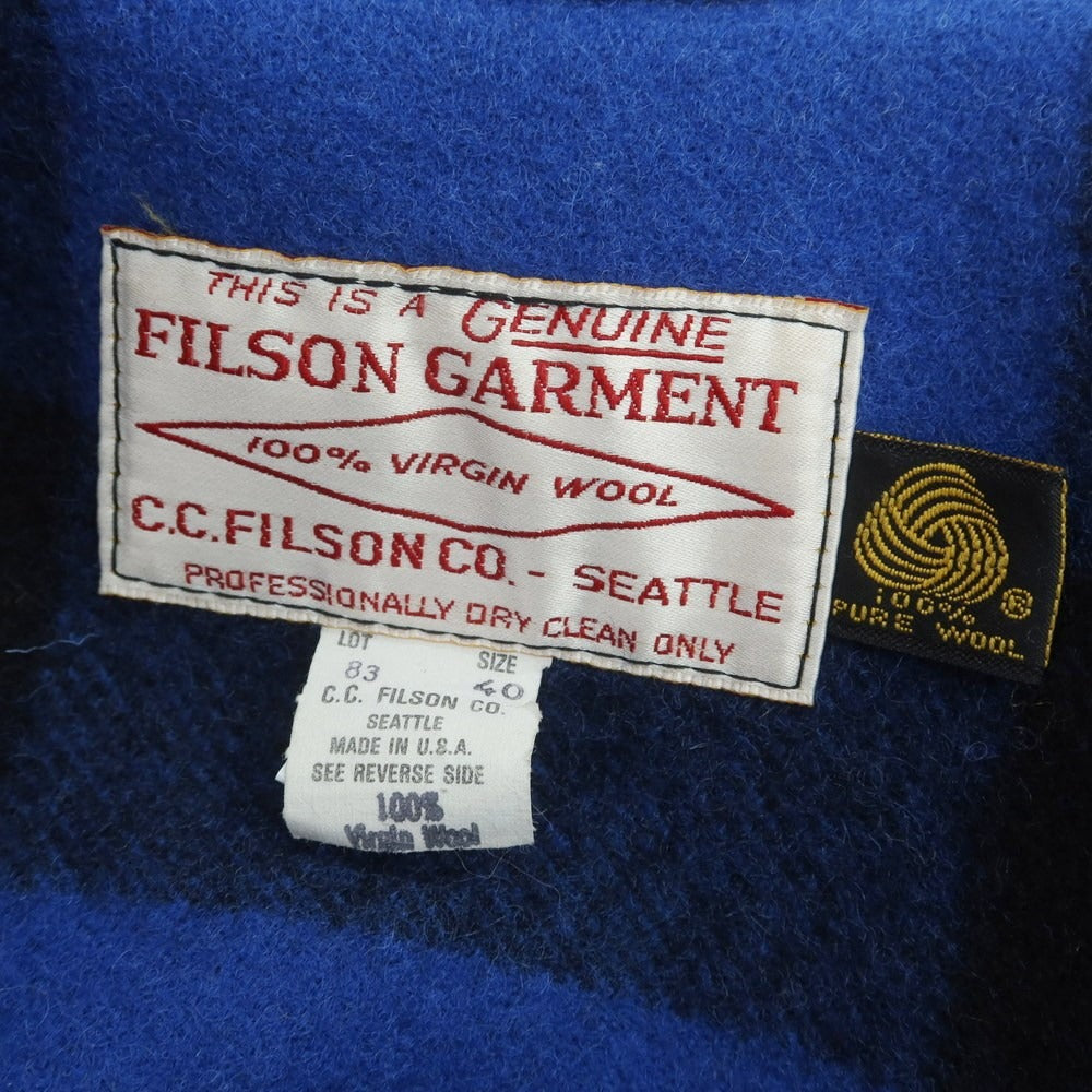 【中古】フィルソン FILSON ウール チェック ダブルマッキーノクルーザーブルゾン ブルーxブラック【 40 】【 状態ランクB 】【 メンズ 】