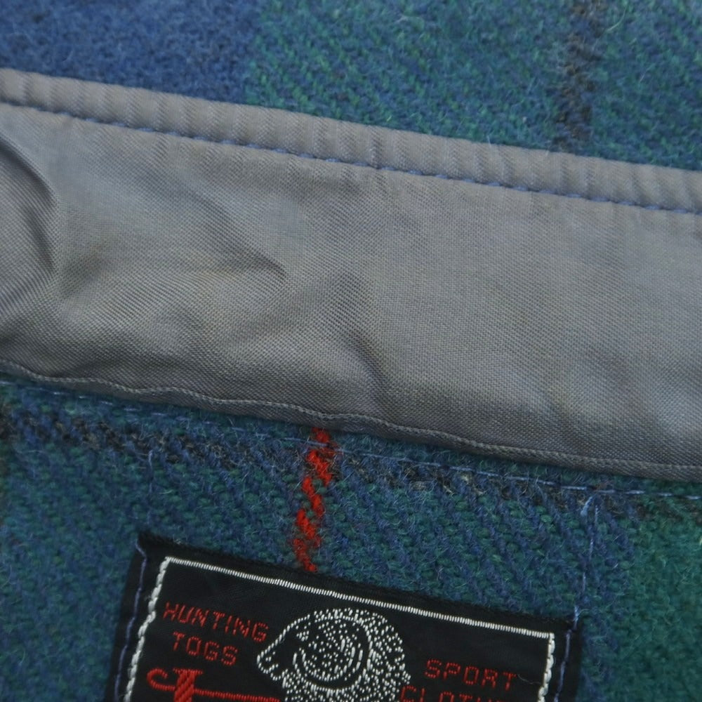 【中古】ジョンソンウーレンミルズ Johnson Woolen Mills チェックウールブルゾン グリーン【 16 】【 状態ランクC 】【 メンズ 】