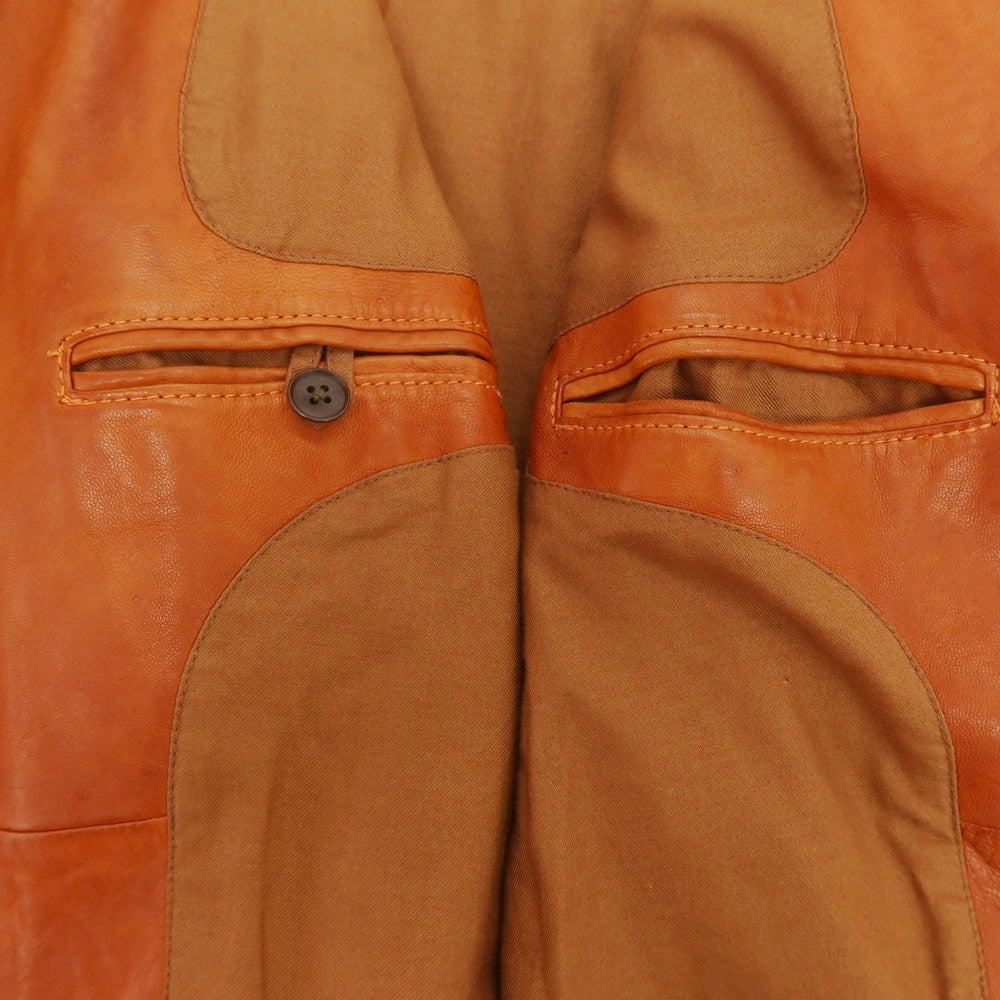 【中古】ブルーワーク トゥモローランド BLUE WORK TOMORROWLAND ラムレザー レザーブルゾン オレンジブラウン【 2 】【 状態ランクB 】【 メンズ 】