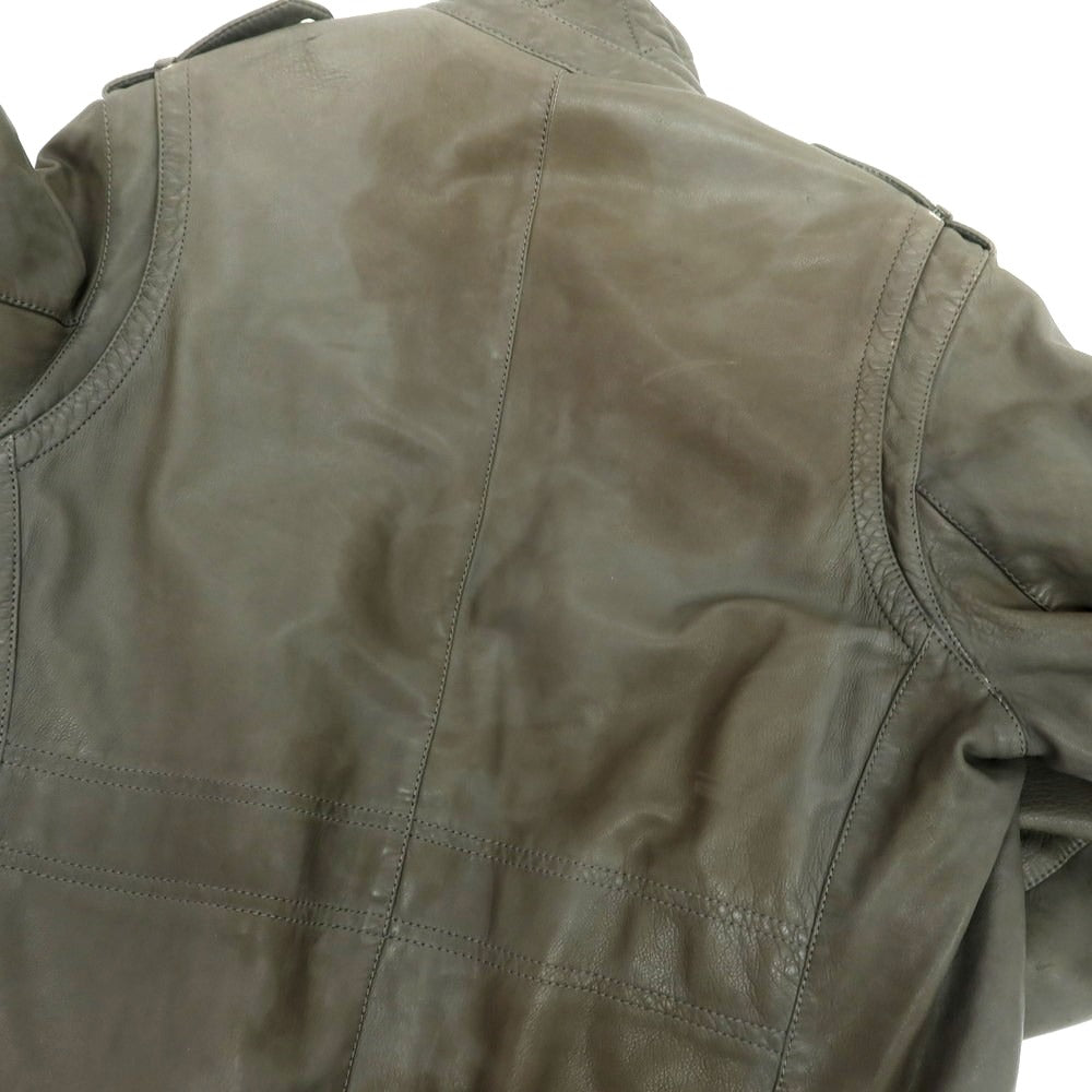 【中古】ニールバレット NEIL BARRETT レザー レザーブルゾン グレイッシュカーキ【 S 】【 状態ランクD 】【 メンズ 】