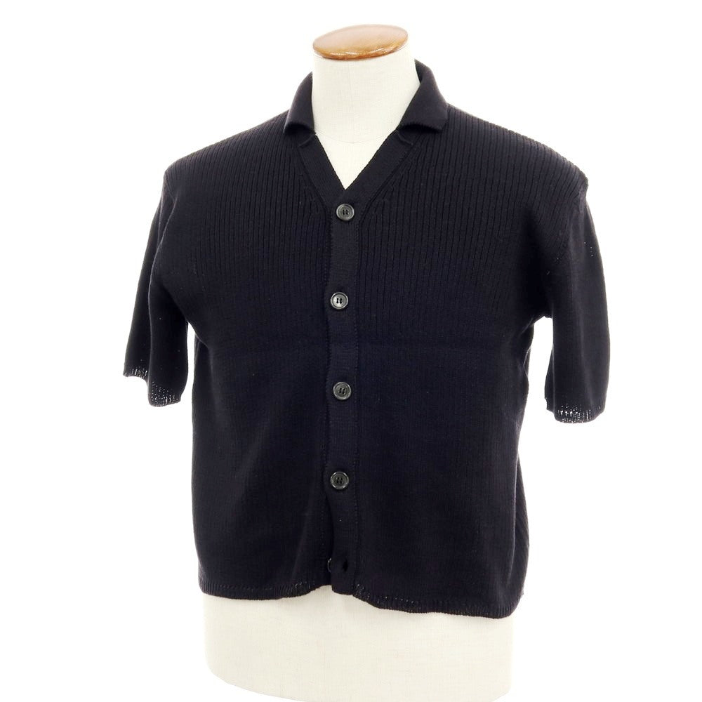 【中古】ヨウジヤマモトプールオム Yohji Yamamoto POUR HOMME コットン ニット 襟付き 半袖 カーディガン ブラック【 M 】【 状態ランクB 】【 メンズ 】