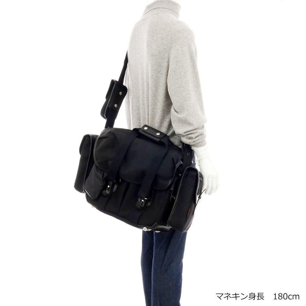 【中古】ビリンガム Billingham キャンバス×レザー ショルダーバッグ ブラック【 状態ランクC 】【 メンズ 】