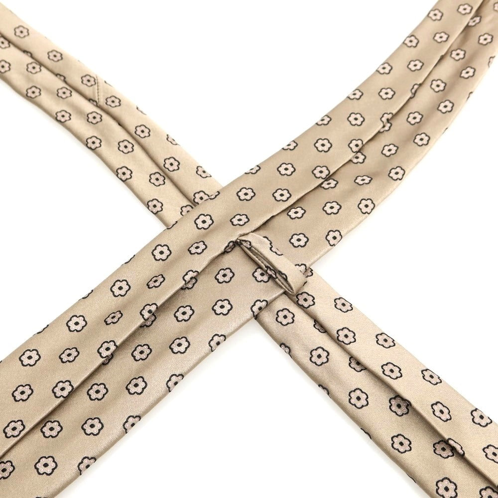 【中古】タイユアタイ TIE YOUR TIE セッテピエゲ シルク 花小紋柄ネクタイ ベージュ【 状態ランクB 】【 メンズ 】