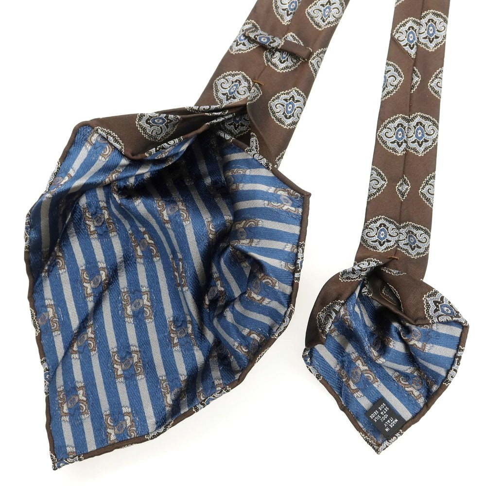 【中古】タイユアタイ TIE YOUR TIE セッテピエゲ シルク 小紋柄ネクタイ ブラウン【 状態ランクB 】【 メンズ 】