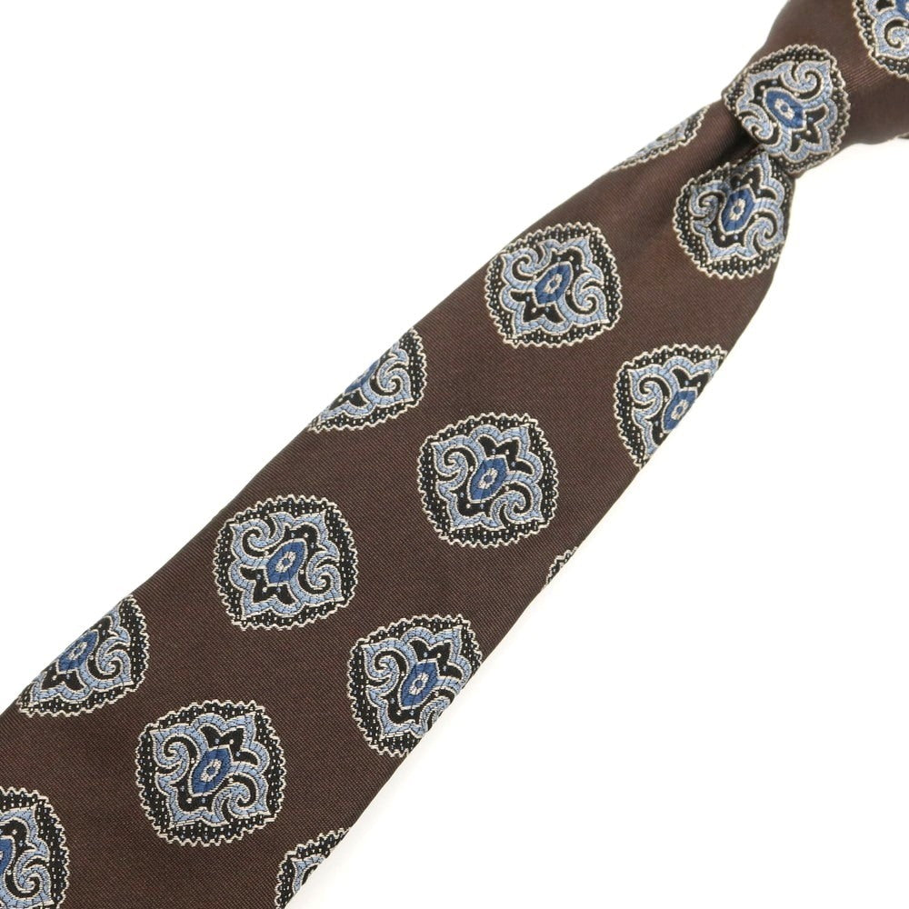 【中古】タイユアタイ TIE YOUR TIE セッテピエゲ シルク 小紋柄ネクタイ ブラウン【 状態ランクB 】【 メンズ 】