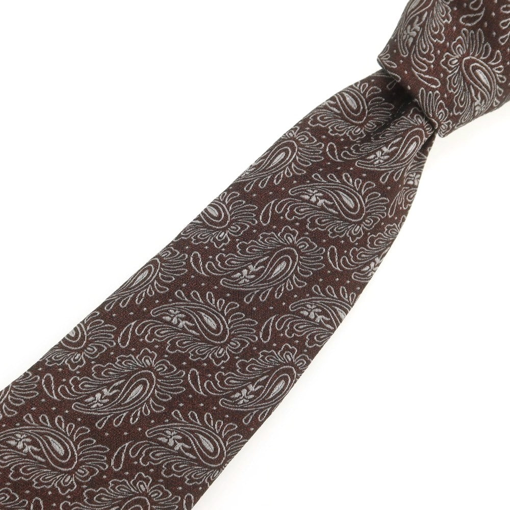 【中古】タイユアタイ TIE YOUR TIE セッテピエゲ シルク ペイズリー柄ネクタイ ブラウン【 状態ランクB 】【 メンズ 】