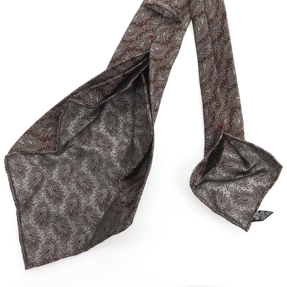 【中古】タイユアタイ TIE YOUR TIE セッテピエゲ シルク ペイズリー柄ネクタイ ブラウン【 状態ランクB 】【 メンズ 】