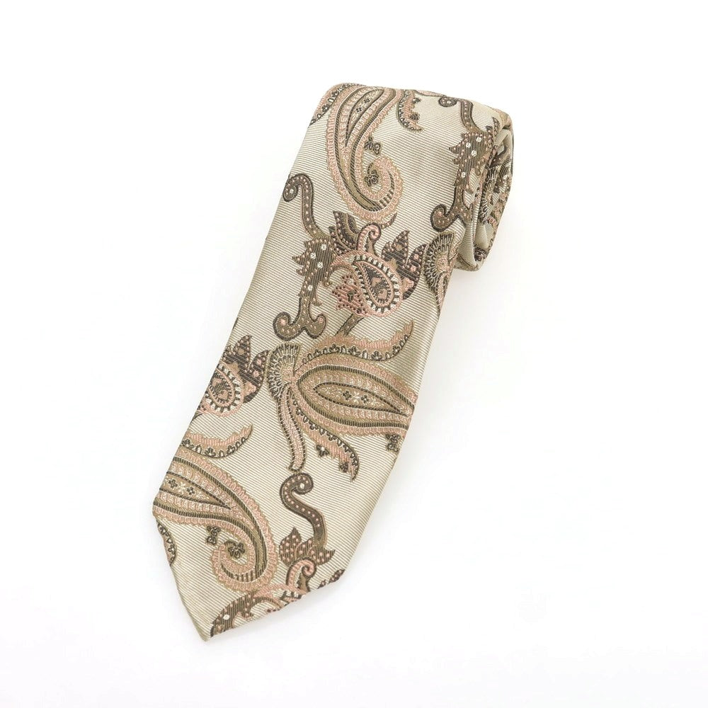 【中古】タイユアタイ TIE YOUR TIE セッテピエゲ シルク ペイズリー柄ネクタイ ベージュ【 状態ランクB 】【 メンズ 】