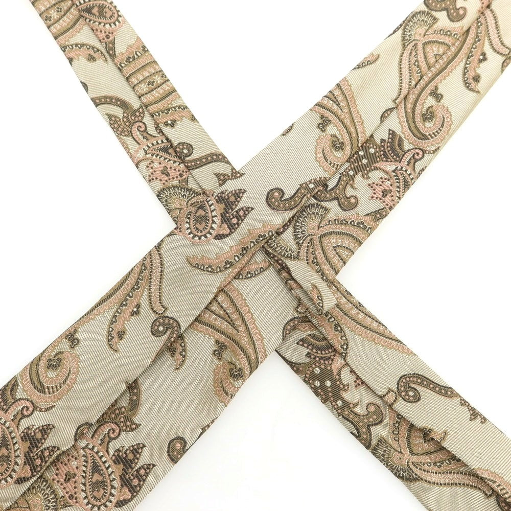 【中古】タイユアタイ TIE YOUR TIE セッテピエゲ シルク ペイズリー柄ネクタイ ベージュ【 状態ランクB 】【 メンズ 】