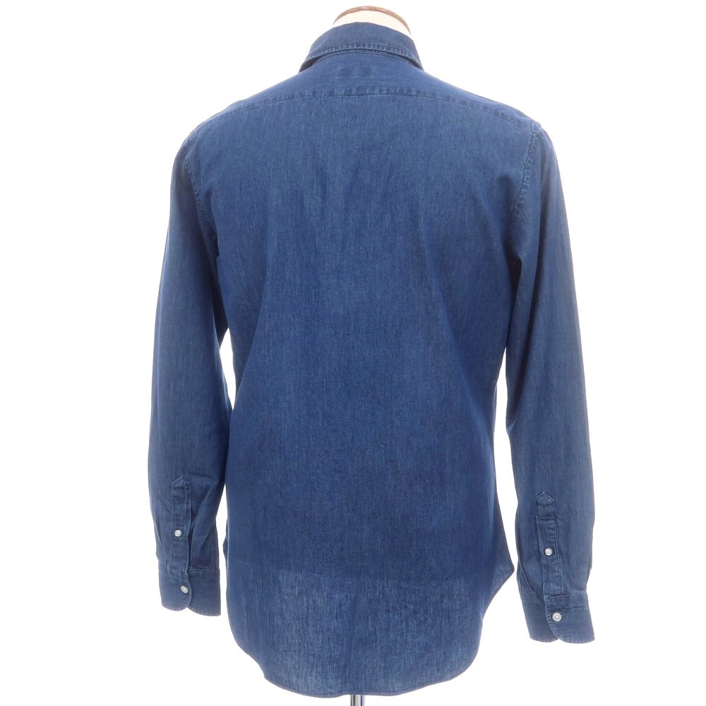 【中古】ジー ピコーネ G.Picone コットン ダンガリー セミワイドカラー カジュアルシャツ ライトネイビー【 40 】【 状態ランクB 】【 メンズ 】