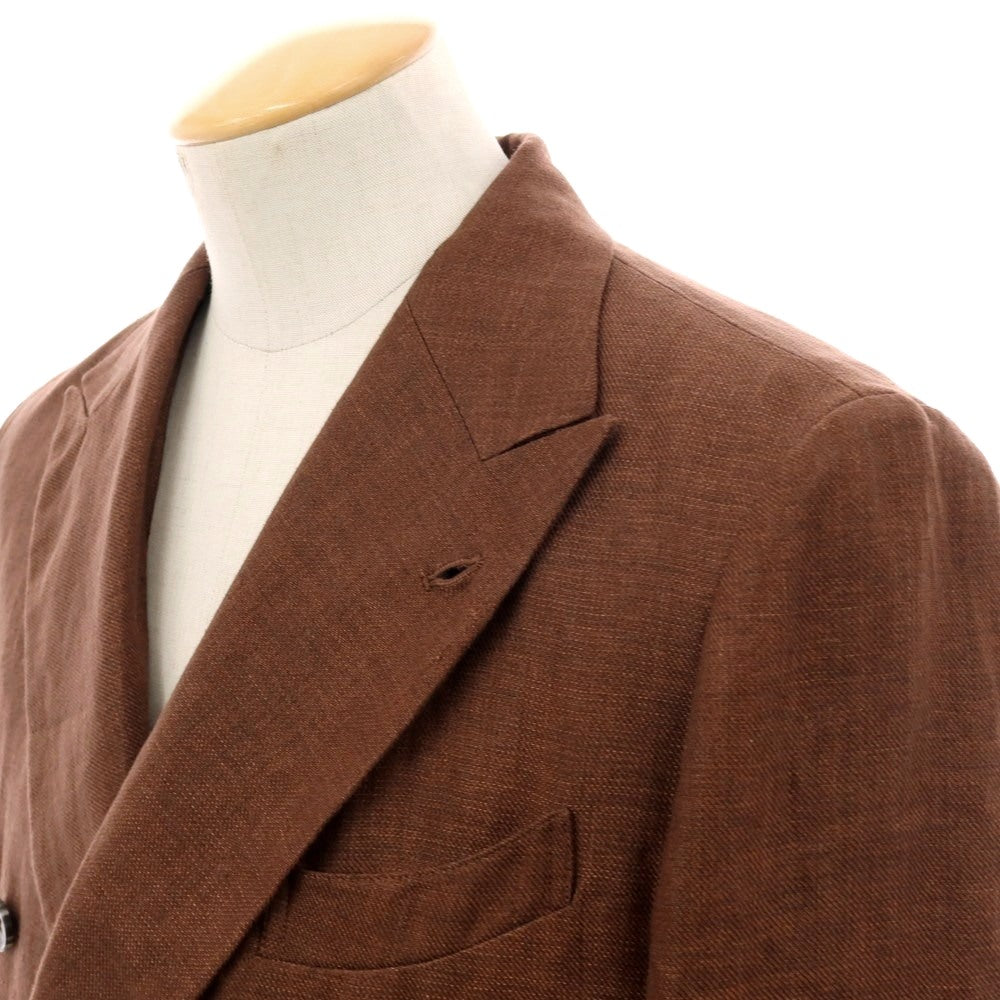 【中古】ジーステージ g-stage リネン ダブル6B テーラードジャケット ブラウン【 44 】【 状態ランクB 】【 メンズ 】