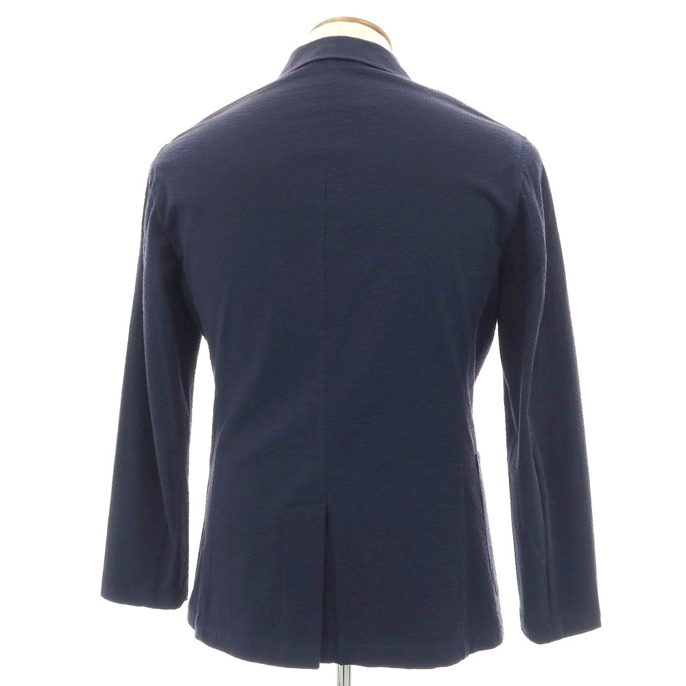 【中古】ジャンネット giannetto RIVIERA コットン シアサッカー 2B カジュアルジャケット ネイビー【 46 】【 状態ランクC 】【 メンズ 】