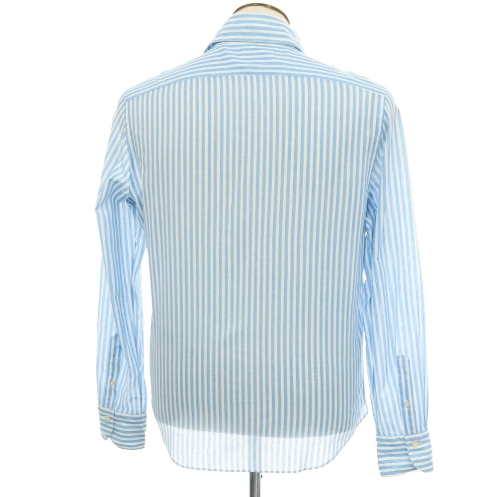 【中古】フィナモレ Finamore コットン ストライプ ホリゾンタルカラー ドレスシャツ ブルーxホワイト【サイズL】【 状態ランクC 】【 メンズ 】