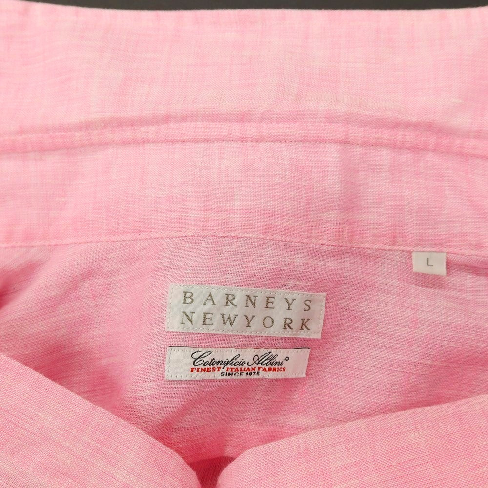 【中古】バーニーズニューヨーク BARNEYS NEWYORK リネン ホリゾンタルカラー カジュアルシャツ ピンク【サイズL】【 状態ランクB 】【 メンズ 】