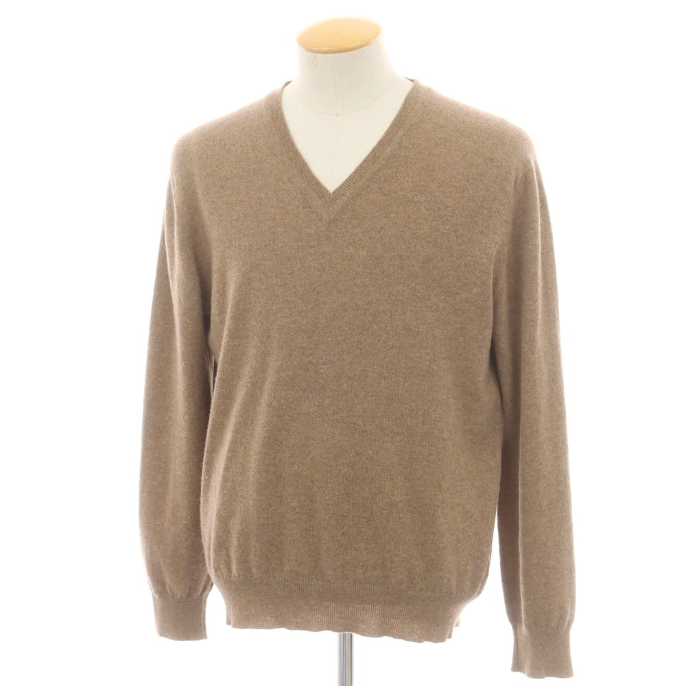 【中古】ジョンストンズ JOHNSTONS カシミヤ Vネック プルオーバーニット ブラウン【 40 】【 状態ランクC 】【 メンズ 】