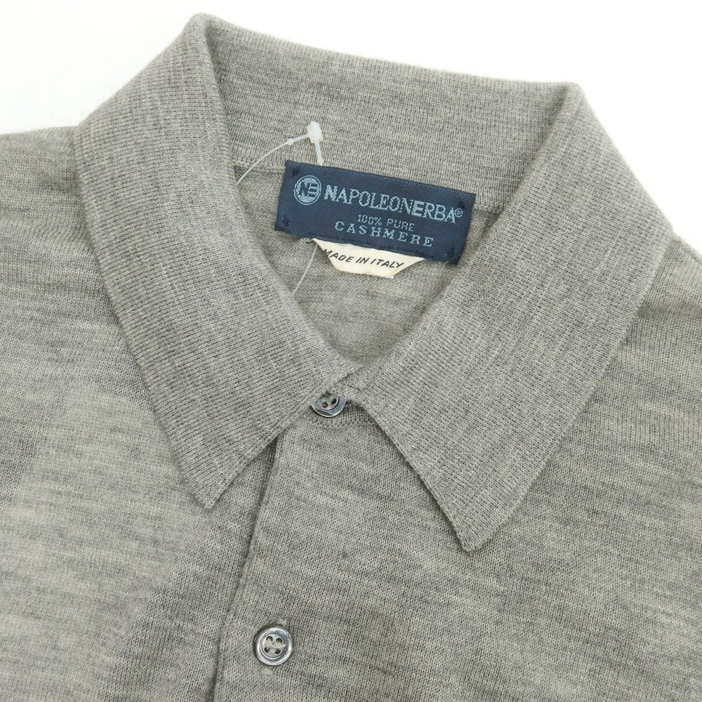 【中古】ナポレオンエルバ NAPOLEONERBA ハイゲージ カシミヤ 長袖 ポロニット グレー【 50 】【 状態ランクC 】【 メンズ 】