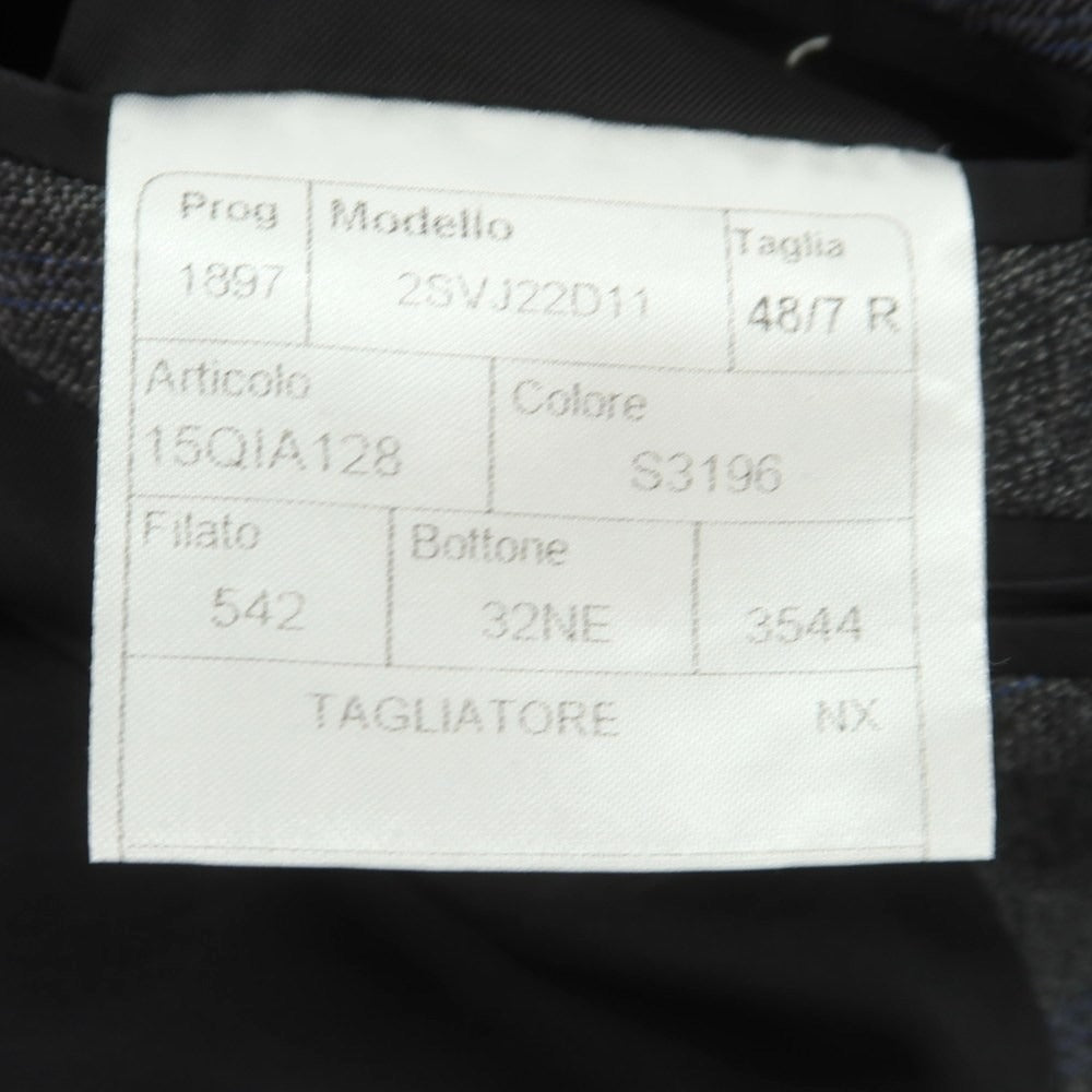 【中古】タリアトーレ TAGLIATORE ウール チェック 2つボタンスーツ ダークグレーxブルー【 48 】【 状態ランクA 】【 メンズ 】