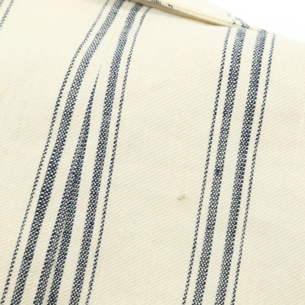 【中古】エルネスト ernesto GFB リネンコットンシルク ストライプ 2B カジュアルジャケット アイボリーxネイビー【 48 】【 状態ランクB 】【 メンズ 】