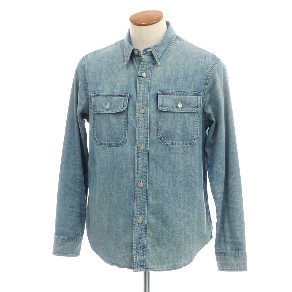 【中古】ダブルアールエル RRL DOUBLE RL コットン デニム レギュラーカラー カジュアルシャツ ライトブルー【 M 】【 状態ランクB 】【 メンズ 】