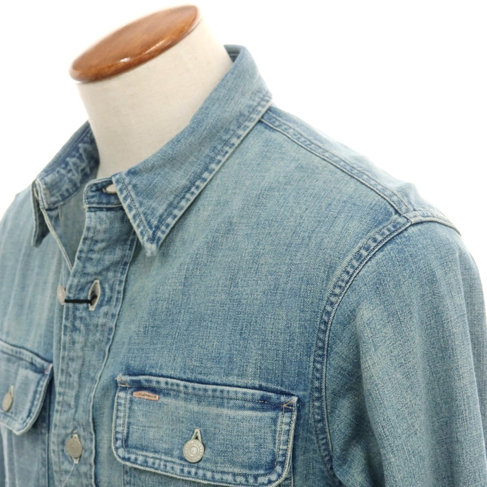【中古】ダブルアールエル RRL DOUBLE RL コットン デニム レギュラーカラー カジュアルシャツ ライトブルー【 M 】【 状態ランクB 】【 メンズ 】