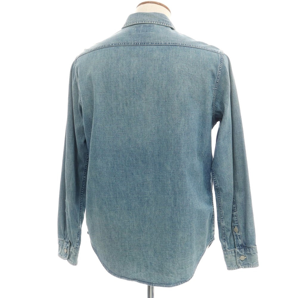 【中古】ダブルアールエル RRL DOUBLE RL コットン デニム レギュラーカラー カジュアルシャツ ライトブルー【 M 】【 状態ランクB 】【 メンズ 】