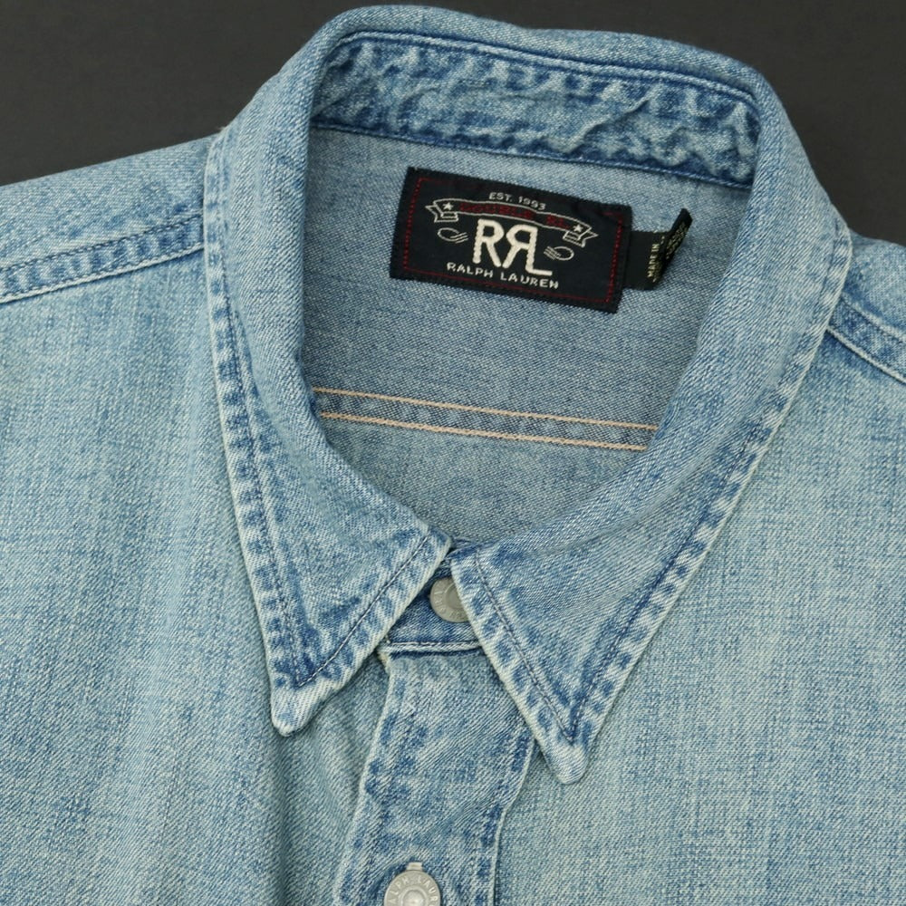 【中古】ダブルアールエル RRL DOUBLE RL コットン デニム レギュラーカラー カジュアルシャツ ライトブルー【 M 】【 状態ランクB 】【 メンズ 】