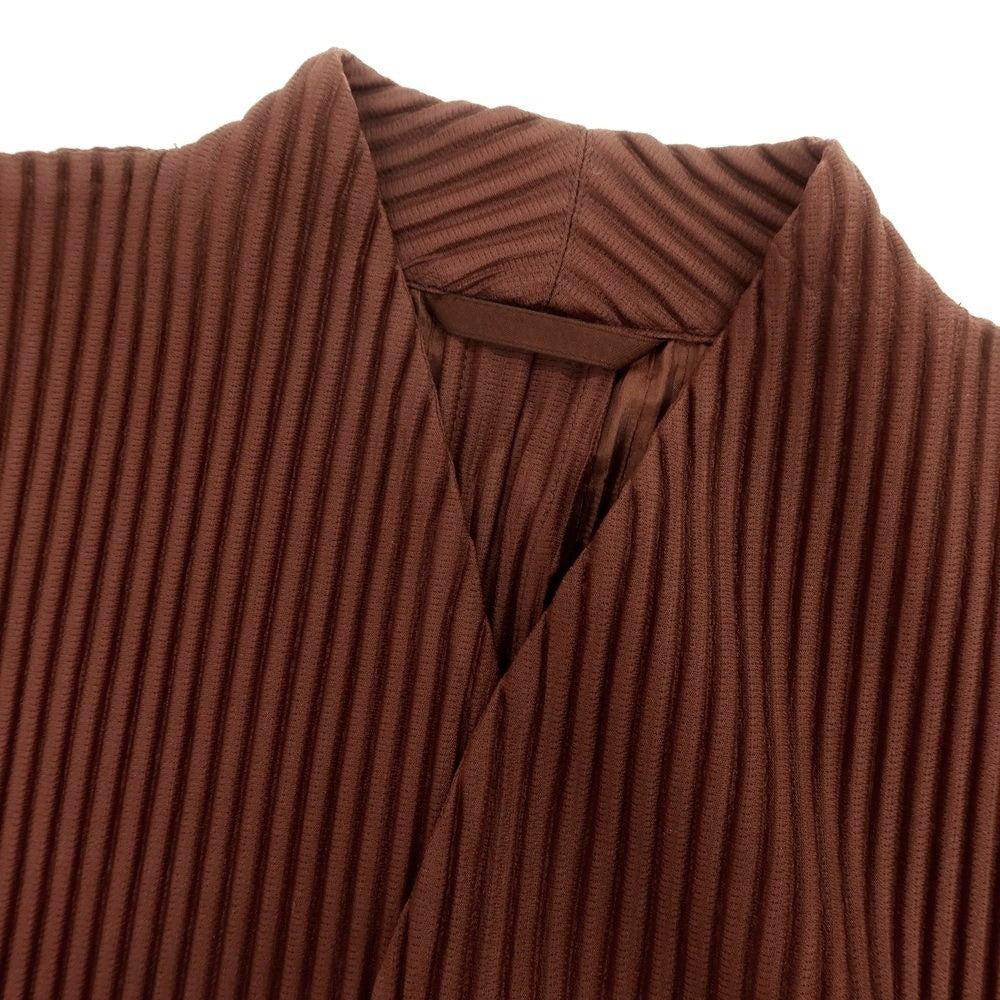 【中古】オム プリッセ イッセイミヤケ HOMME PLISSE ISSEY MIYAKE 2025年春夏 ポリエステル系 プリーツ ロング カーディガン ブラウン【 表記なし(L位) 】【 状態ランクA 】【 メンズ 】