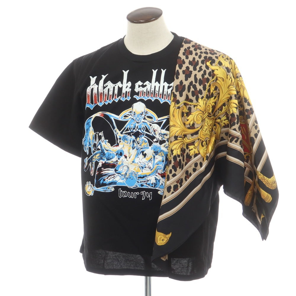 【中古】【未使用】ジュンヤワタナベ マン JUNYA WATANABE MAN 2025年春夏 BLACK SABBATH シルクスカーフ 半袖Tシャツ ブラック【 XL 】【 状態ランクS 】【 メンズ 】
