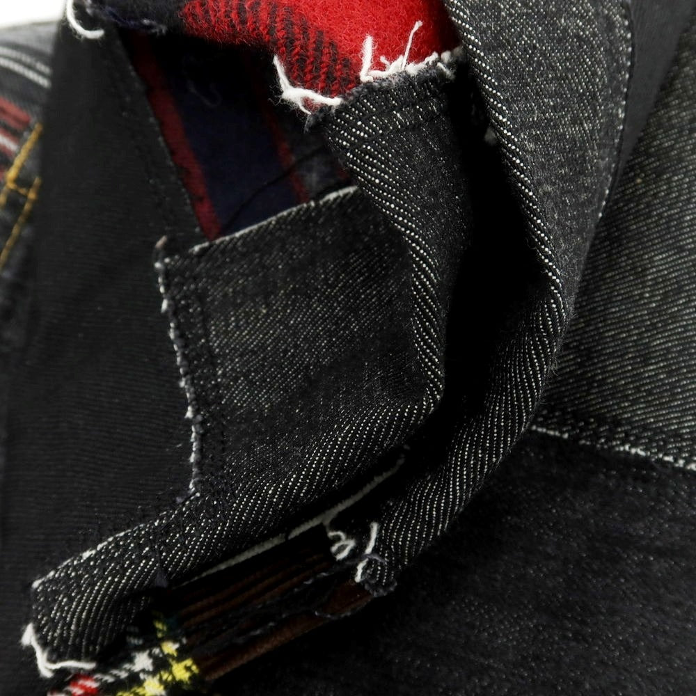 【中古】【未使用】ジュンヤワタナベ マン JUNYA WATANABE MAN 2025年春夏 コットンウール パッチワーク デニムパンツ ブラック【 XS 】【 状態ランクS 】【 メンズ 】