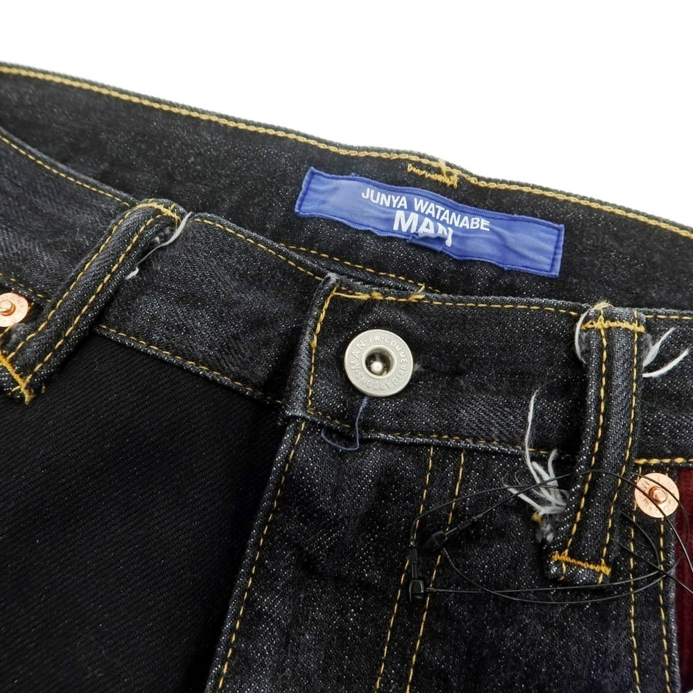 【中古】【未使用】ジュンヤワタナベ マン JUNYA WATANABE MAN 2025年春夏 コットンウール パッチワーク デニムパンツ ブラック【 XS 】【 状態ランクS 】【 メンズ 】
