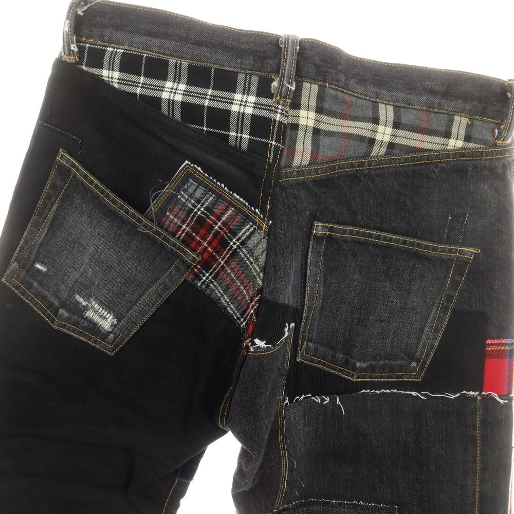 【中古】【未使用】ジュンヤワタナベ マン JUNYA WATANABE MAN 2025年春夏 ダメージ&リペア加工 パッチワーク デニムパンツ ジーンズ ブラック【 M 】【 状態ランクS 】【 メンズ 】