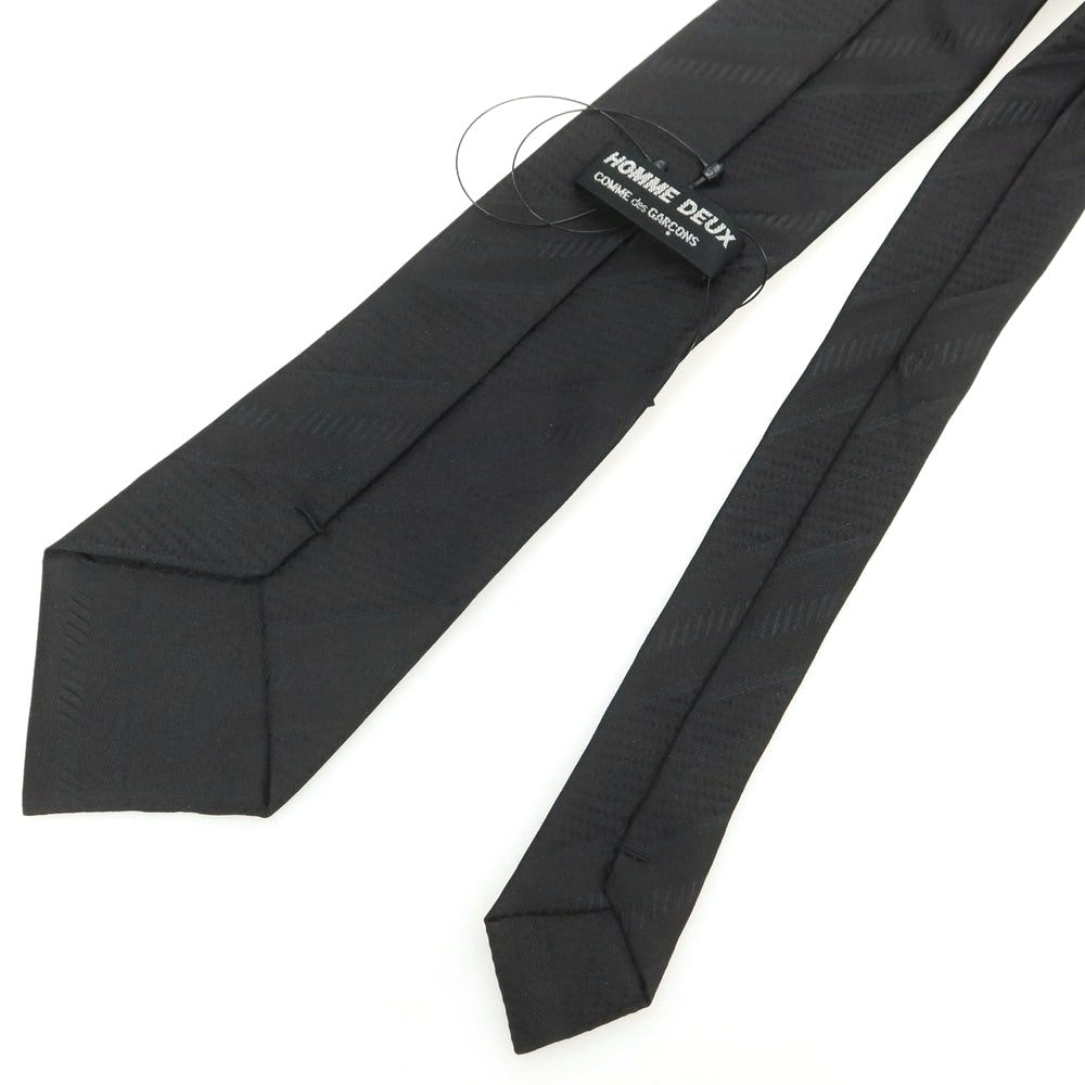 【中古】【未使用】コムデギャルソン オムドゥ COMME des GARCONS HOMME DEUX 2025年春夏 シルク ストライプ柄ネクタイ ブラック【 状態ランクS 】【 メンズ 】