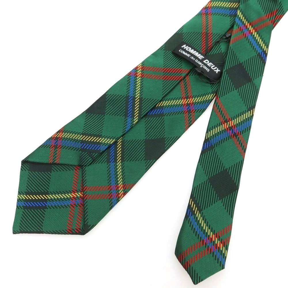 【中古】【未使用】コムデギャルソン オムドゥ COMME des GARCONS HOMME DEUX 2025年春夏 シルク チェック柄ネクタイ グリーンxレッド【 状態ランクS 】【 メンズ 】