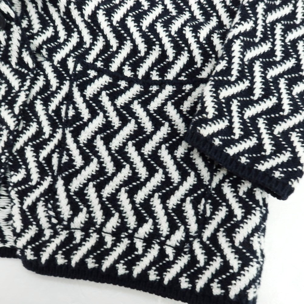 【中古】パニカーレ PANICALE ミドルゲージ コットン 3B ニットジャケット ダークネイビーxホワイト【 46 】【 状態ランクC 】【 メンズ 】