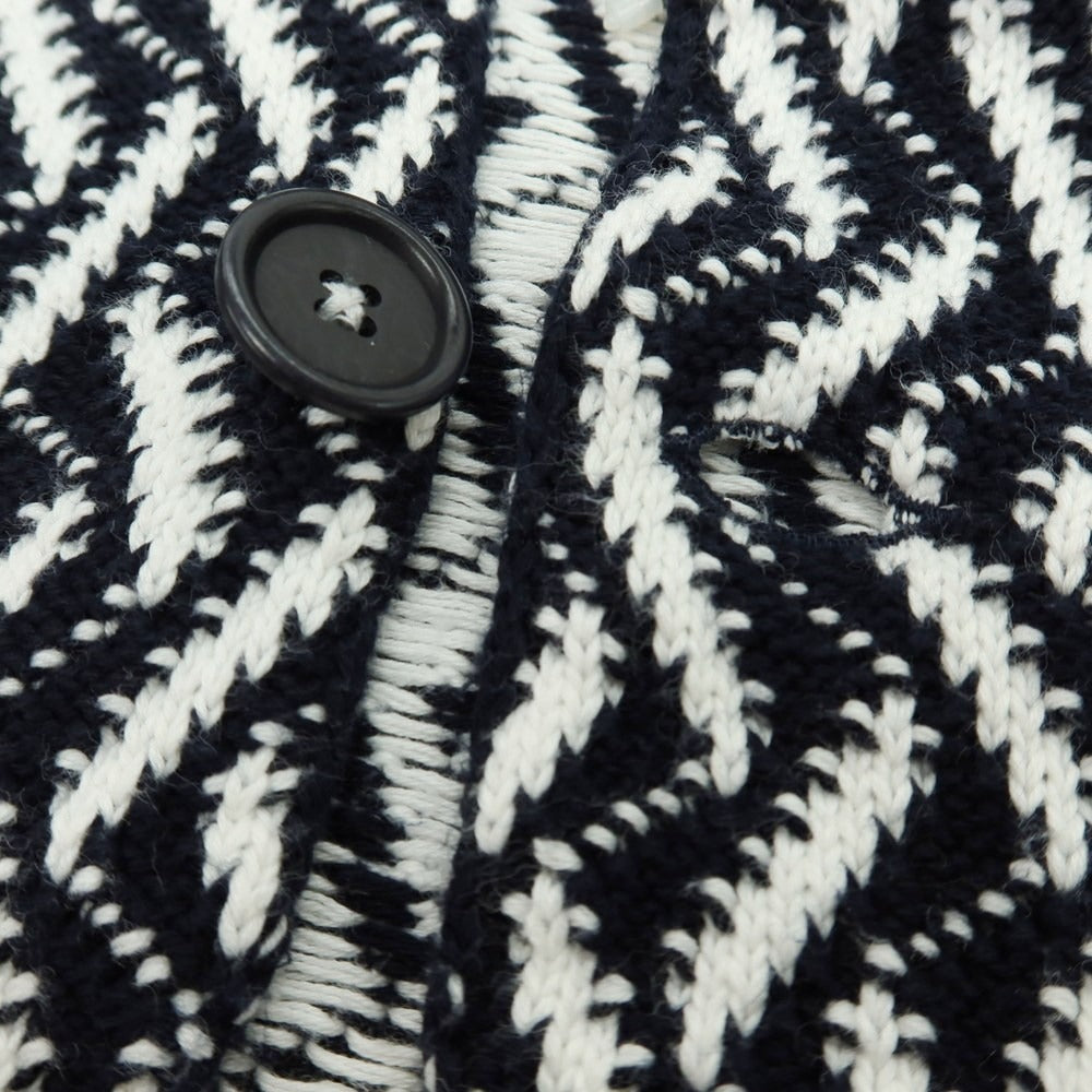 【中古】パニカーレ PANICALE ミドルゲージ コットン 3B ニットジャケット ダークネイビーxホワイト【 46 】【 状態ランクC 】【 メンズ 】