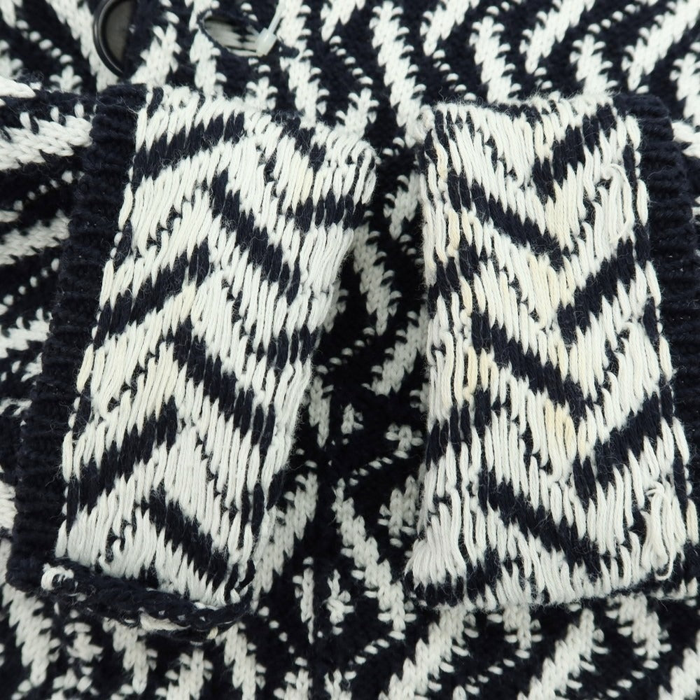 【中古】パニカーレ PANICALE ミドルゲージ コットン 3B ニットジャケット ダークネイビーxホワイト【 46 】【 状態ランクC 】【 メンズ 】