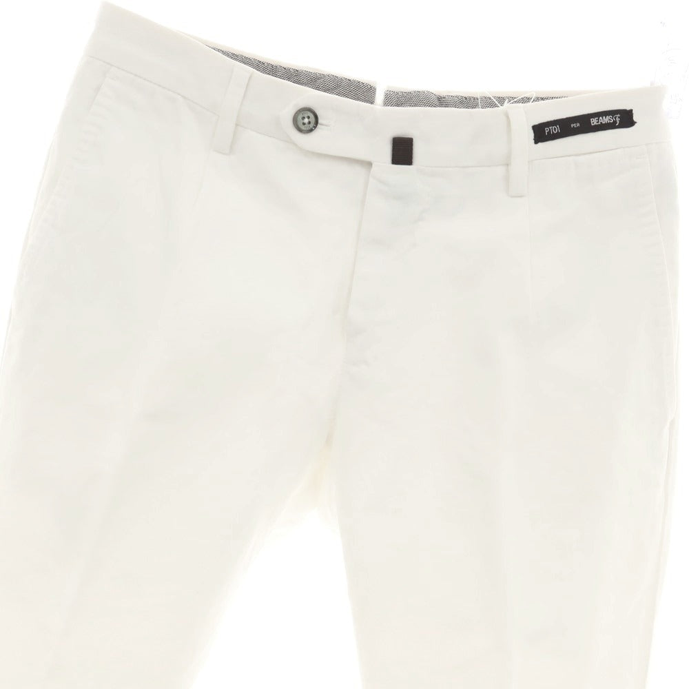 【中古】ピーティーゼロウーノ PT01 BEAMS F別注 ストレッチコットン カジュアルスラックスパンツ ホワイト【 44 】【 状態ランクB 】【 メンズ 】